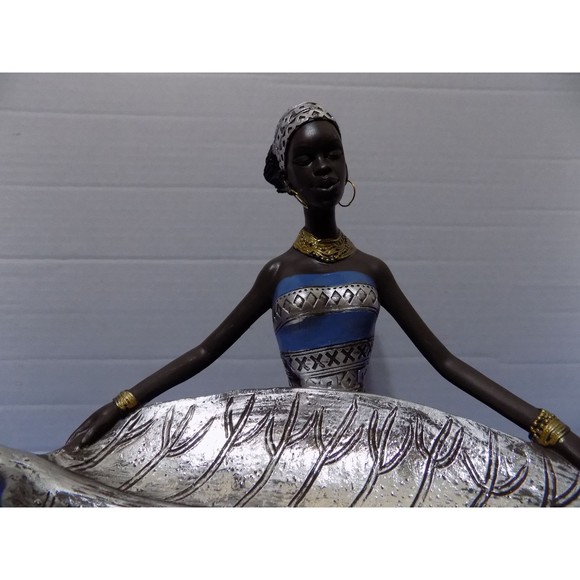 NEW Black African Queen Statue Figurine Tray Candy Dish - Picture 5 of 5